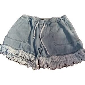 DT Jeans Denim Shorts 1XL Tie Waist Raw Hem Boho Hippie